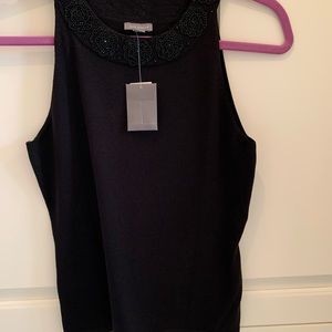 Embellished beaded black “tank” top, Ann Taylor NWT